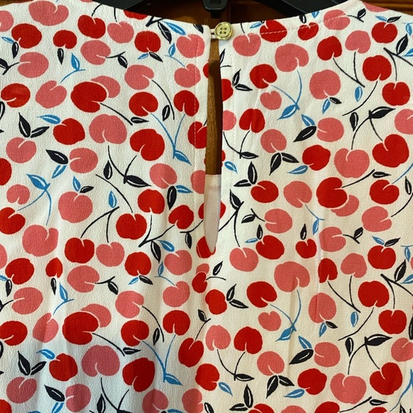 Loft Ann Taylor Dress Medium Cottage Cherry Balloon Sleeve Swing Dress Red - Picture 7 of 9